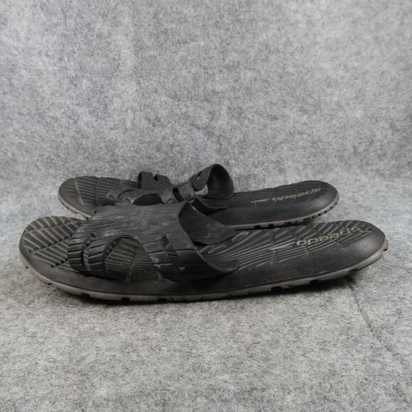 Speedo Slides Mens 11 Shoes Sandals Slip On Sport Deck Swim Casual Black Flat